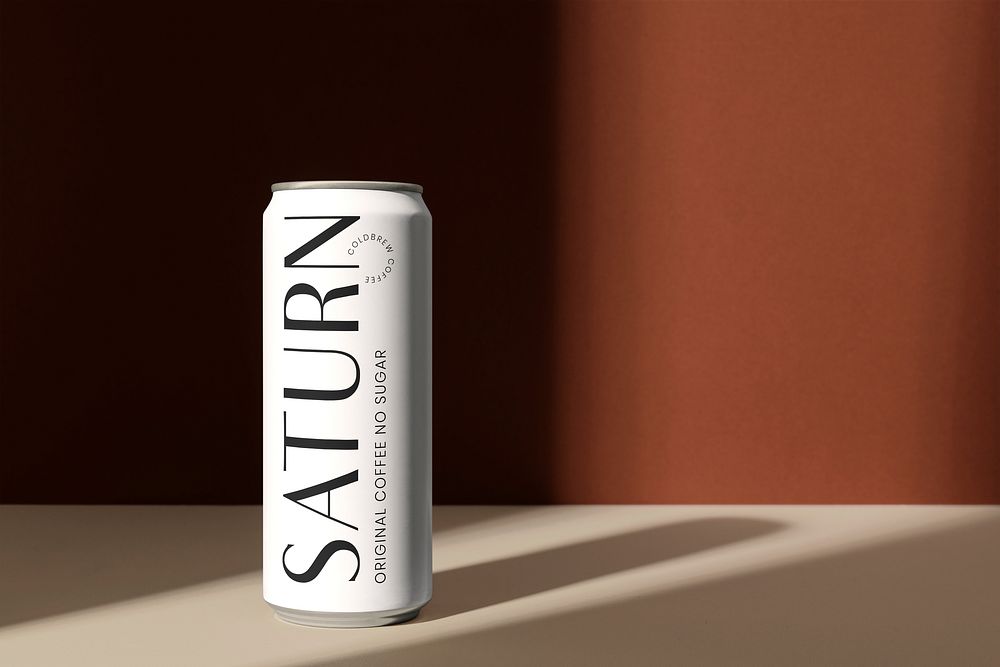 Aesthetic white soda can, blank design space