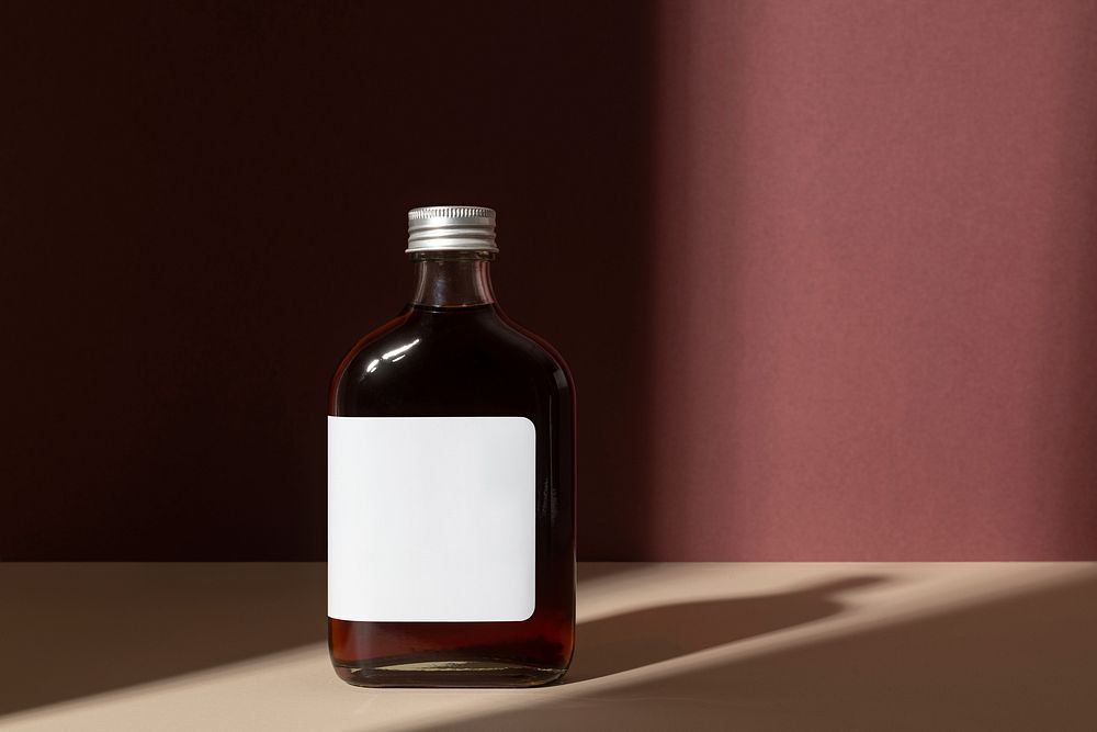 Cold brew coffee bottle with blank label, product branding design