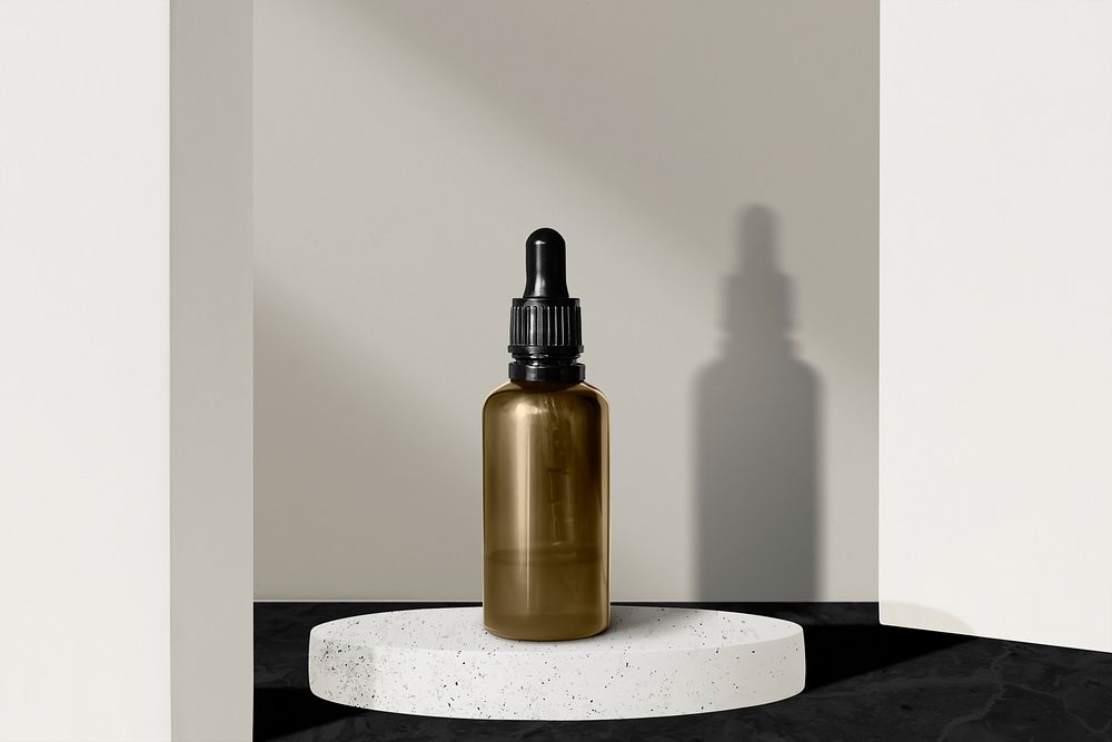 Serum bottle, beauty product packaging, blank label design