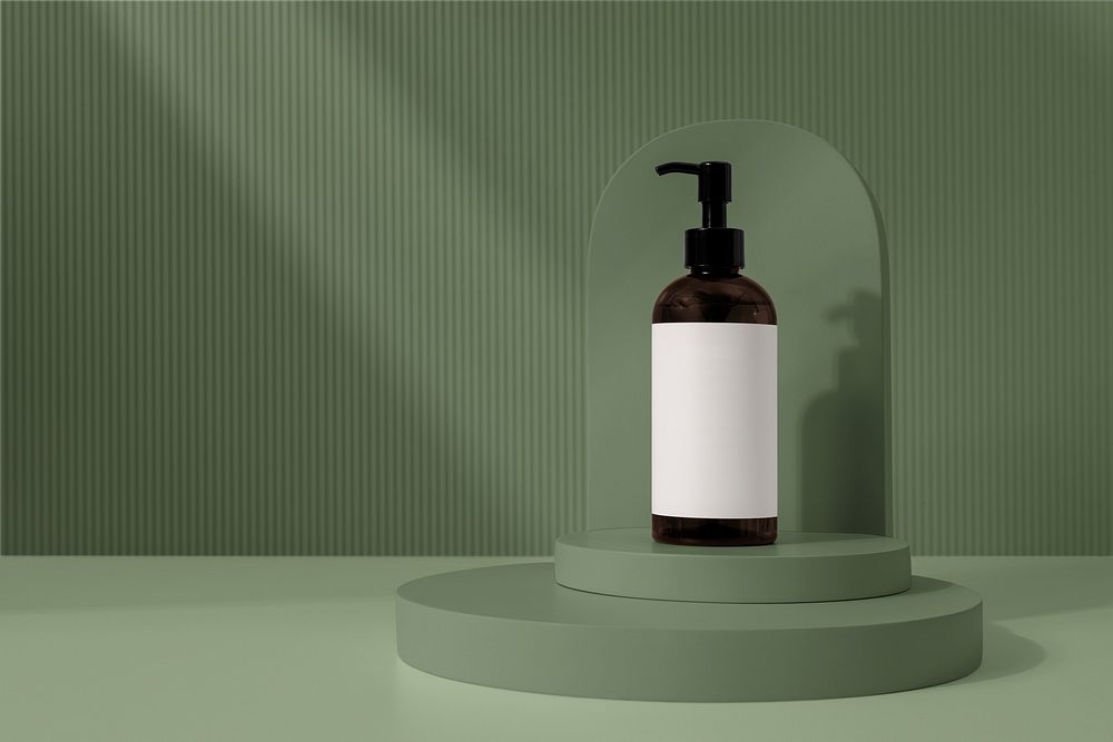 Dispenser bottle, beauty product packaging, blank label design