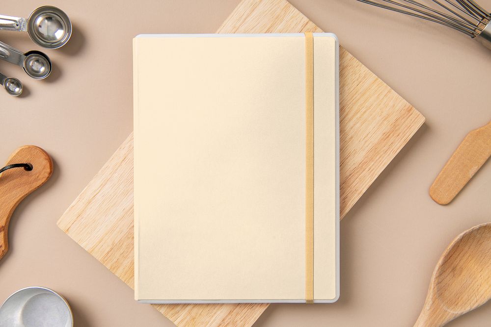 Homemade cookbook cover, chef&rsquo;s essential with blank space