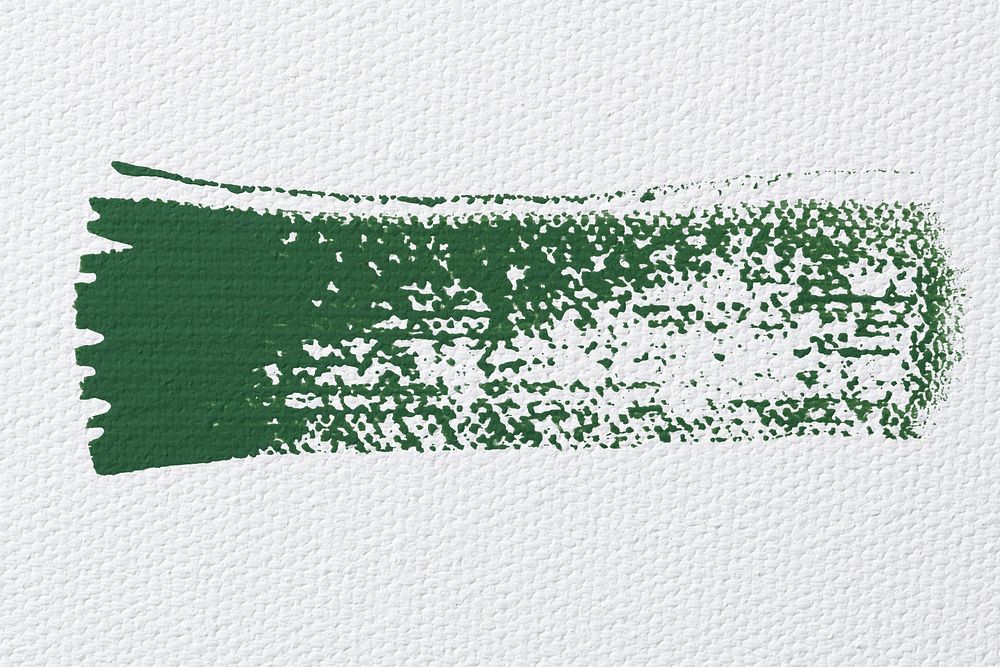 Green paint brush stroke, isolated object, design element psd