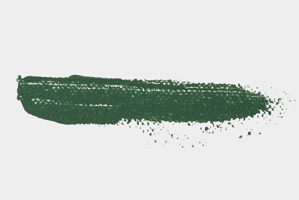 Green paint brush stroke, isolated object, design element vector