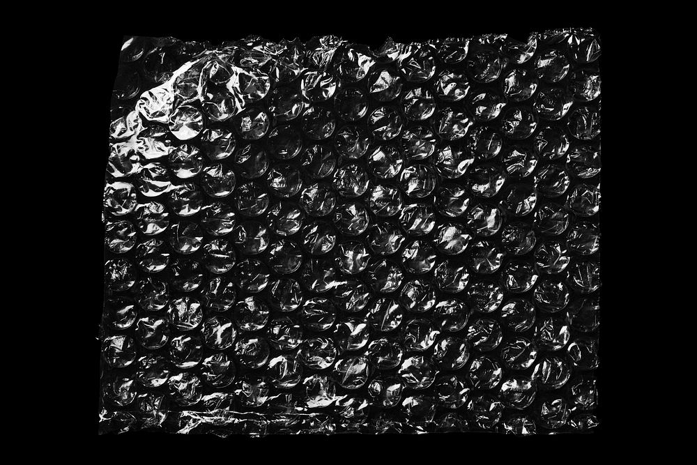 Bubble wrap collage element, black background psd