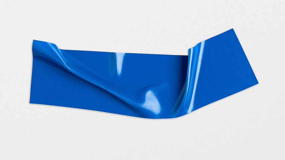 Wrinkled glossy blue tape, journal sticker design psd