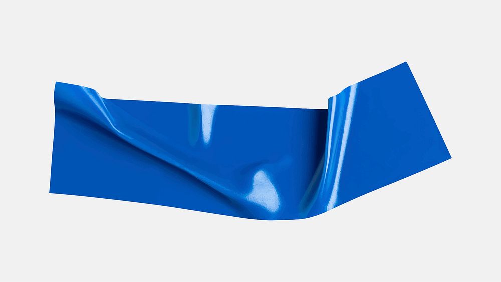 Wrinkled glossy blue tape, journal sticker design vector