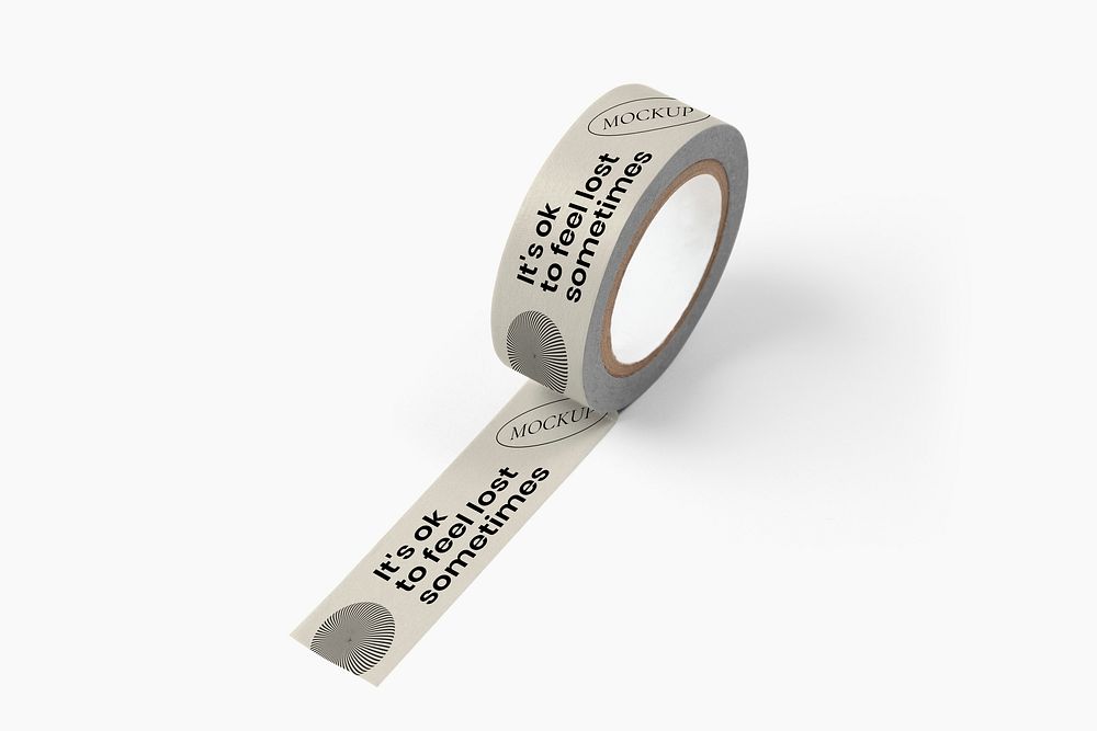 Tape roll mockup, white stationery design psd