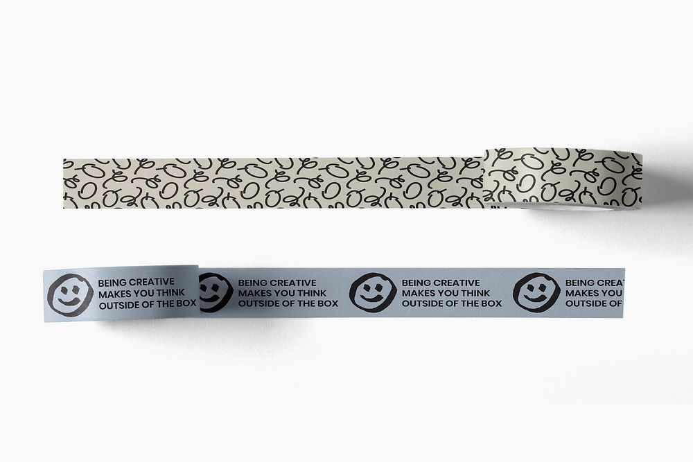 Washi tape roll mockups, patterned stationery design psd