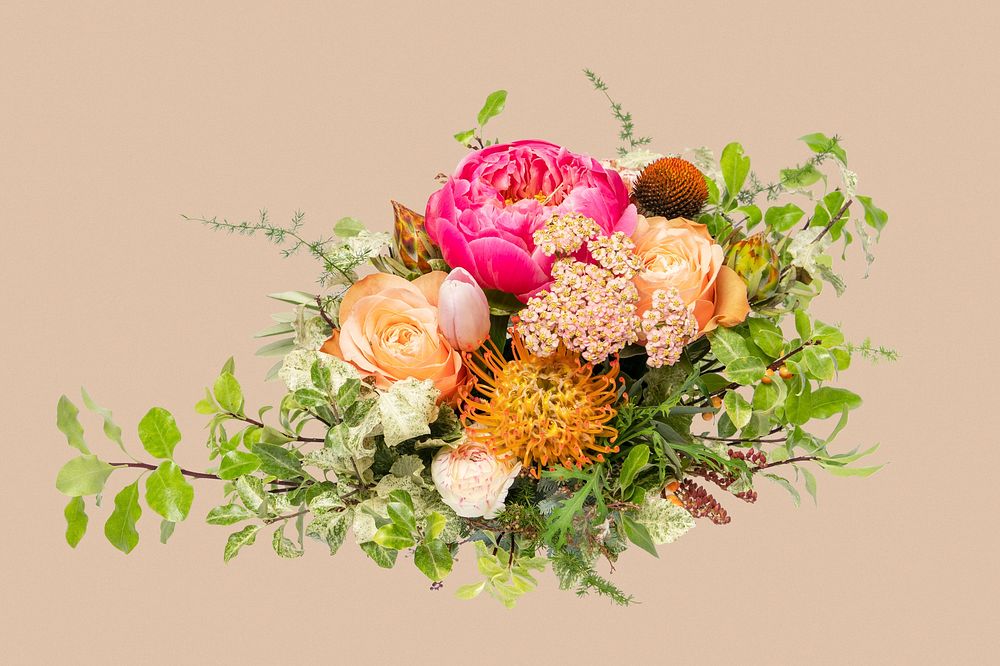 Flower bouquet, collage element psd