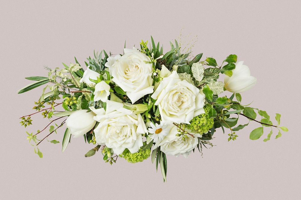 White flower bouquet background, design space