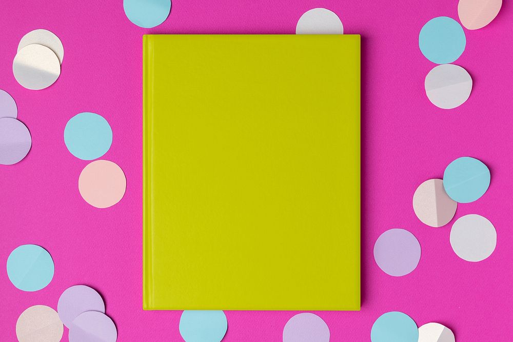 Green book cover, colorful publishing, blank design space