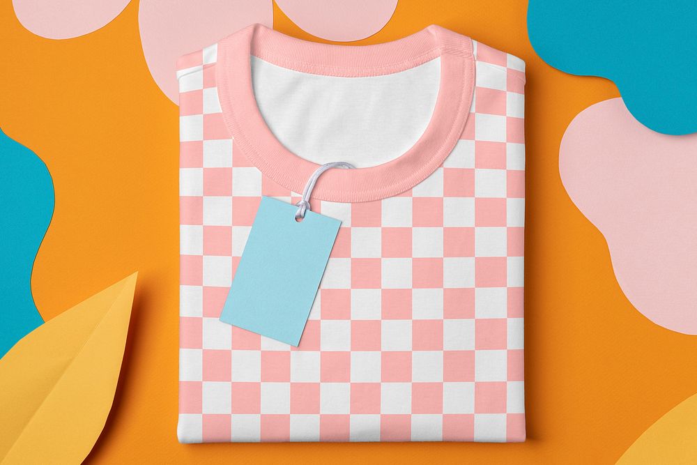 Pink funky t-shirt, street fashion with checkered pattern design