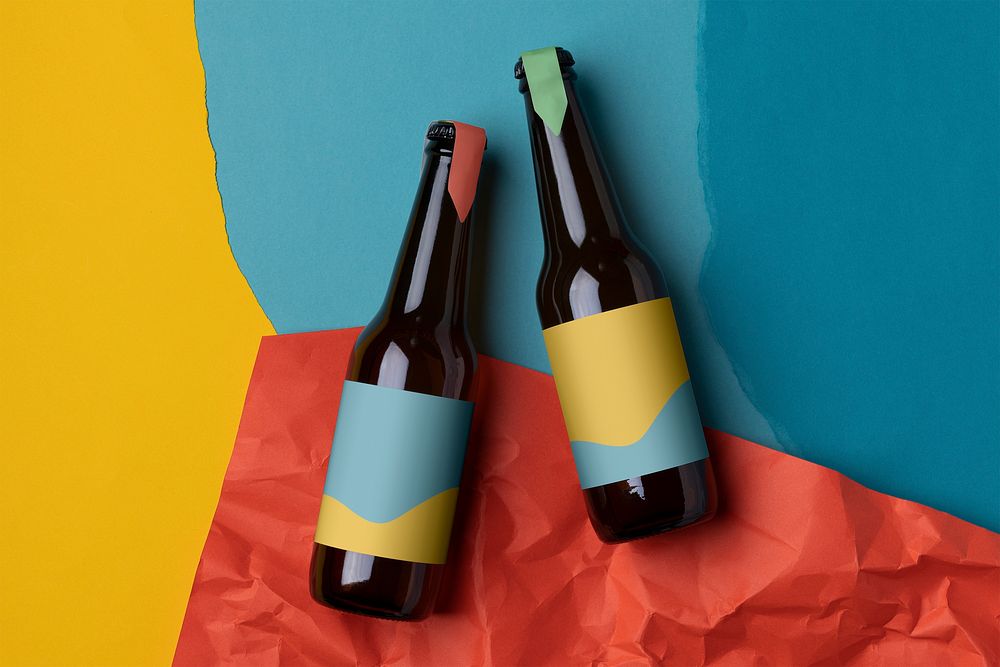 Beer bottle label, aesthetic design with blank space