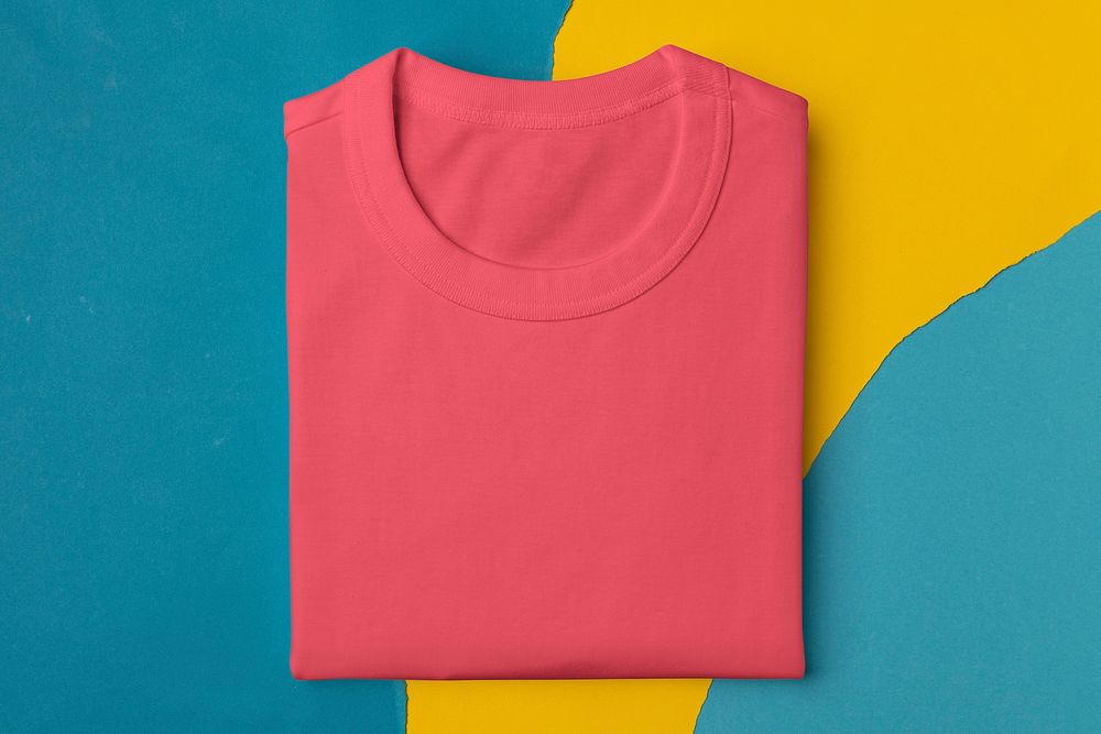 Pink folded t-shirt, casual fashion with design space