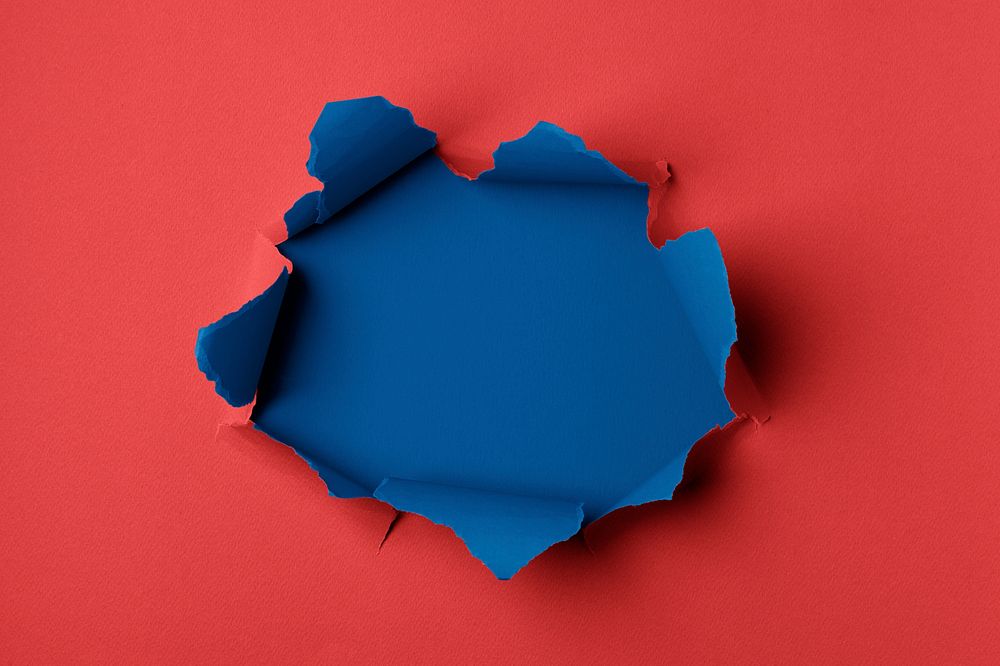 Torn paper hole background, red texture design