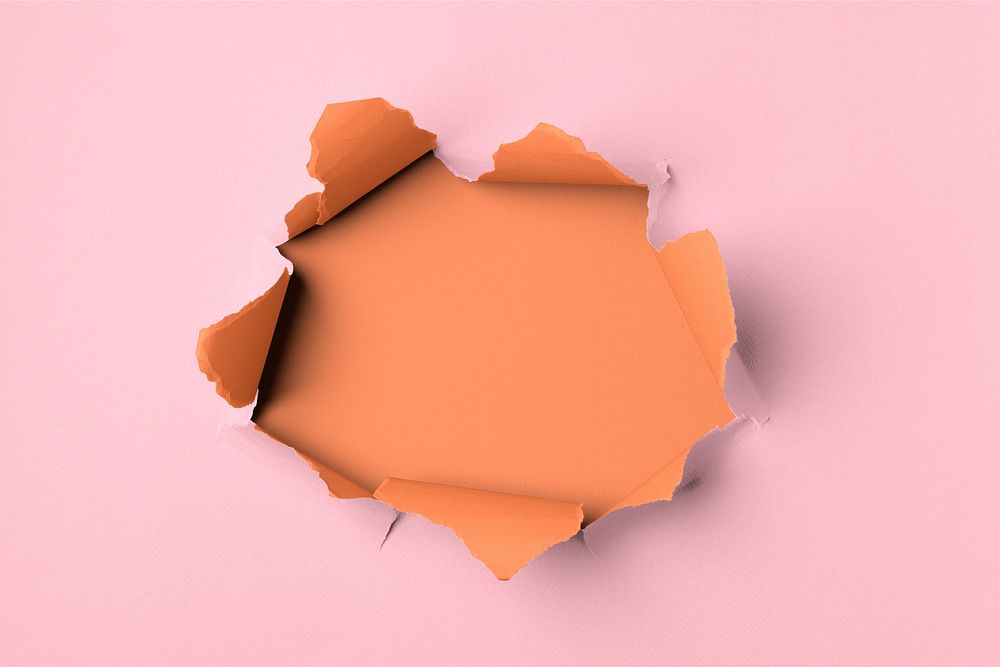 Torn paper hole background, pink texture design