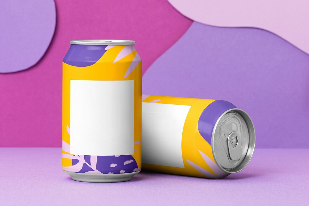 Tropical soda can, beverage packaging with design space