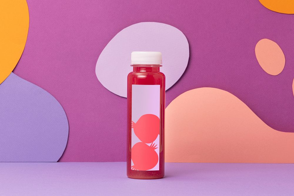Juice bottle label, cute aesthetic design with blank space