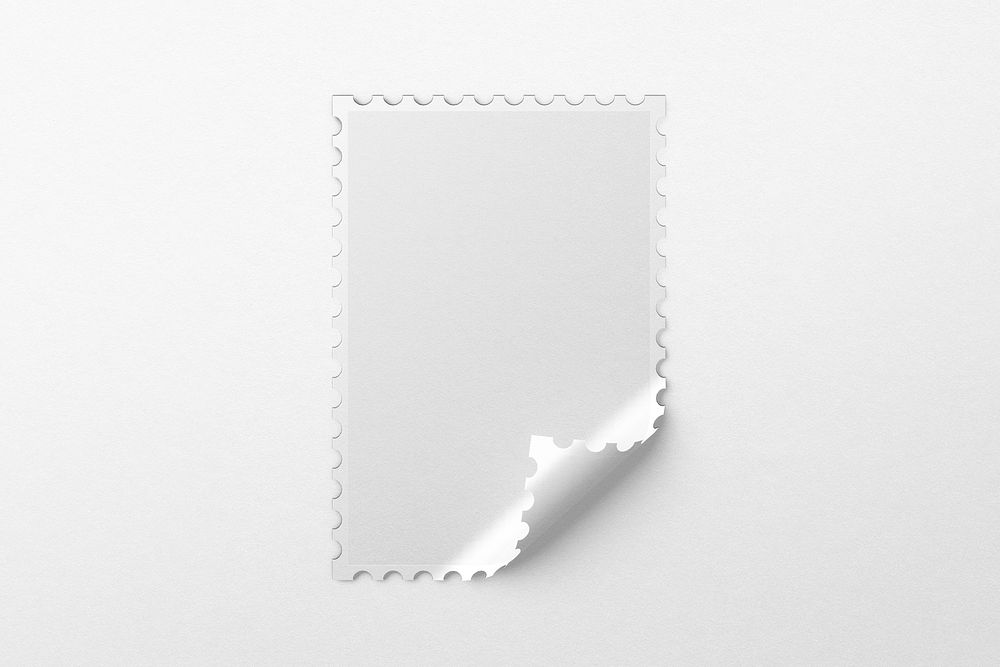 Blank white stamp, curled corner, design space