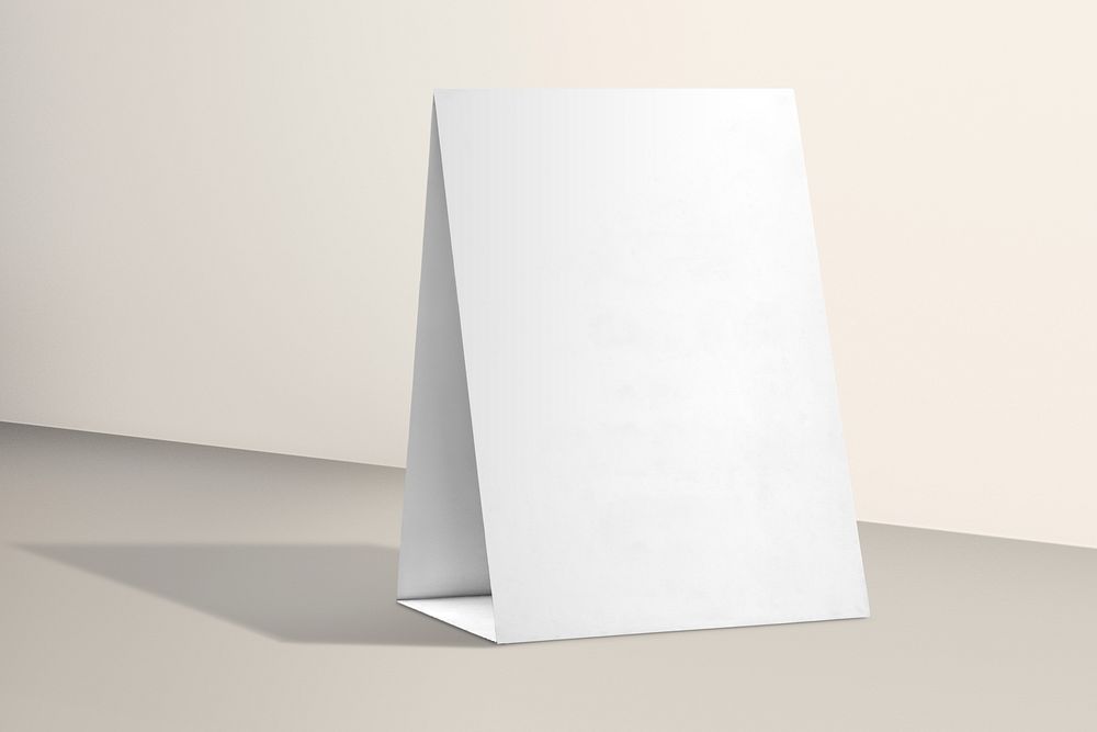 Blank white table sign advertisement 