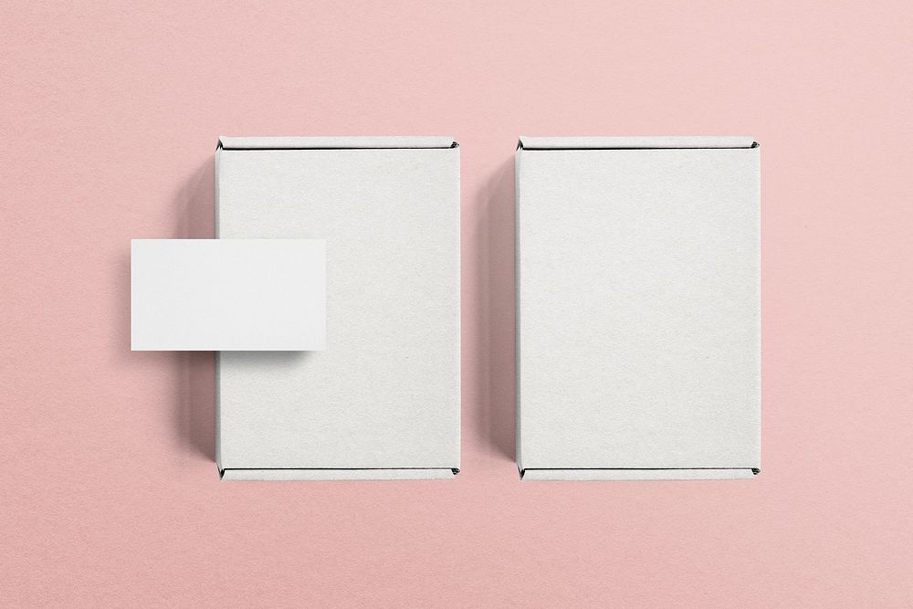 White kraft box, package delivery, business card with design space