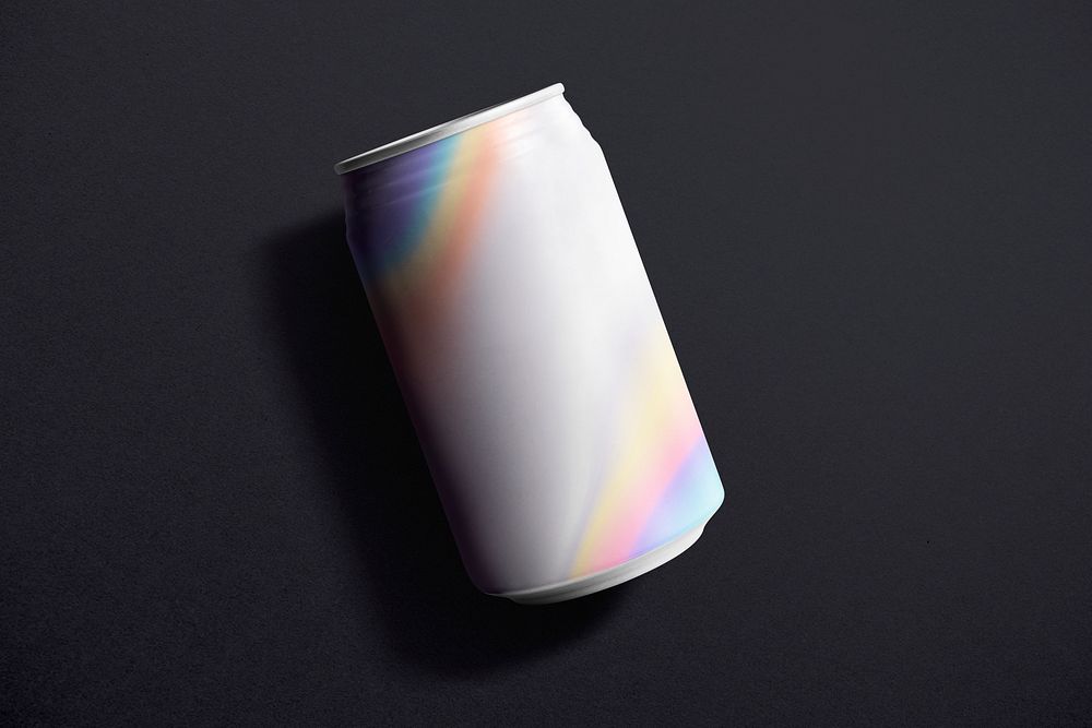 Iridescent beverage can with design space