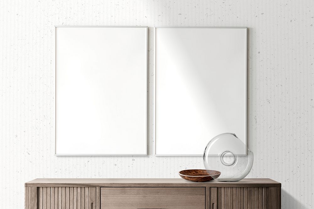 Blank photo frame, home interior with blank design space