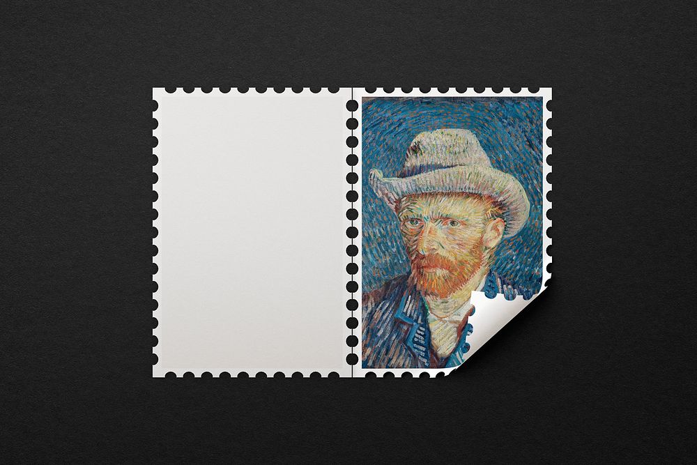 Aesthetic post stamp, stationery, Van Gogh painting abstract