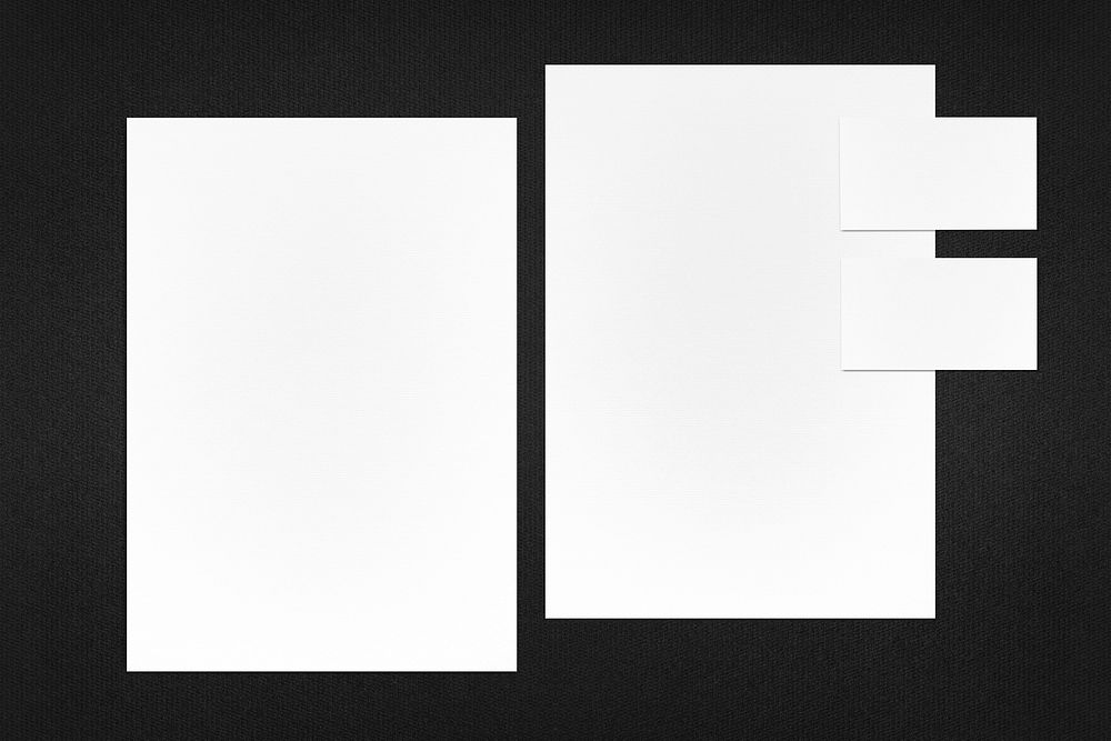 Blank white posters and business cards, minimal corporate identity design