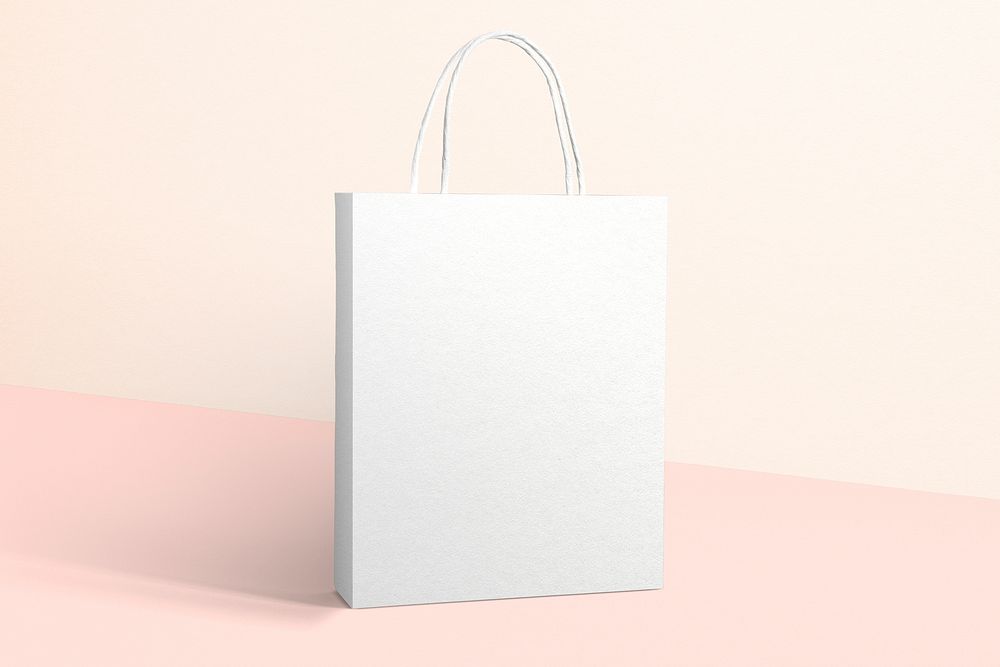White shopping bag, business branding with blank design space