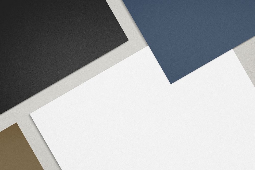 White paper, flat lay, business branding with design space