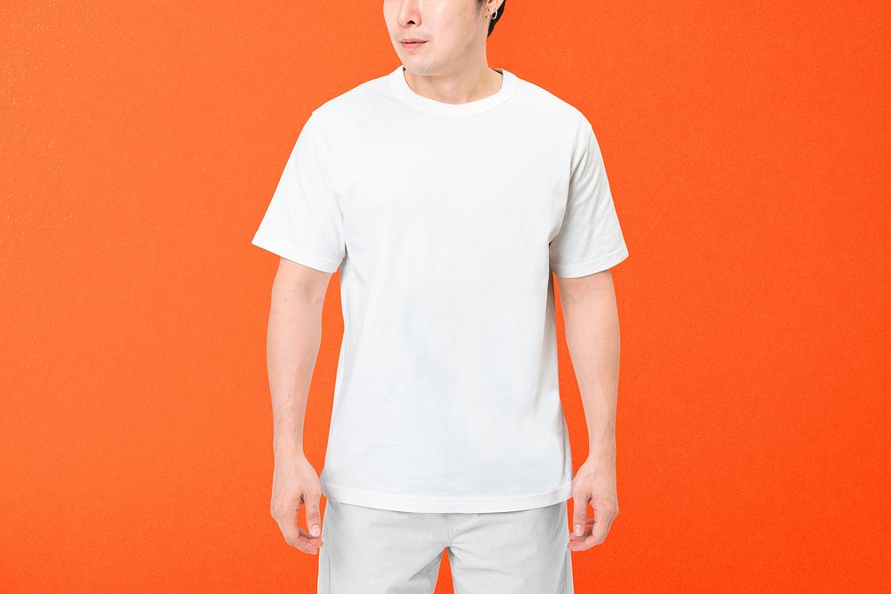 Men's t-shirt, white apparel with blank design space