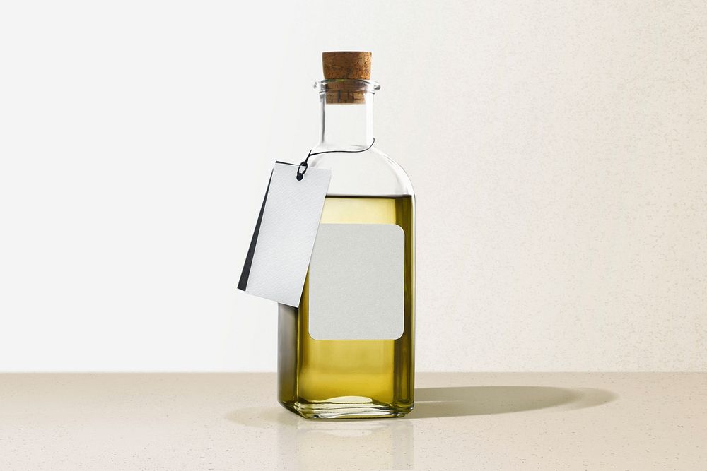 Minimal olive oil bottle, product design with blank label