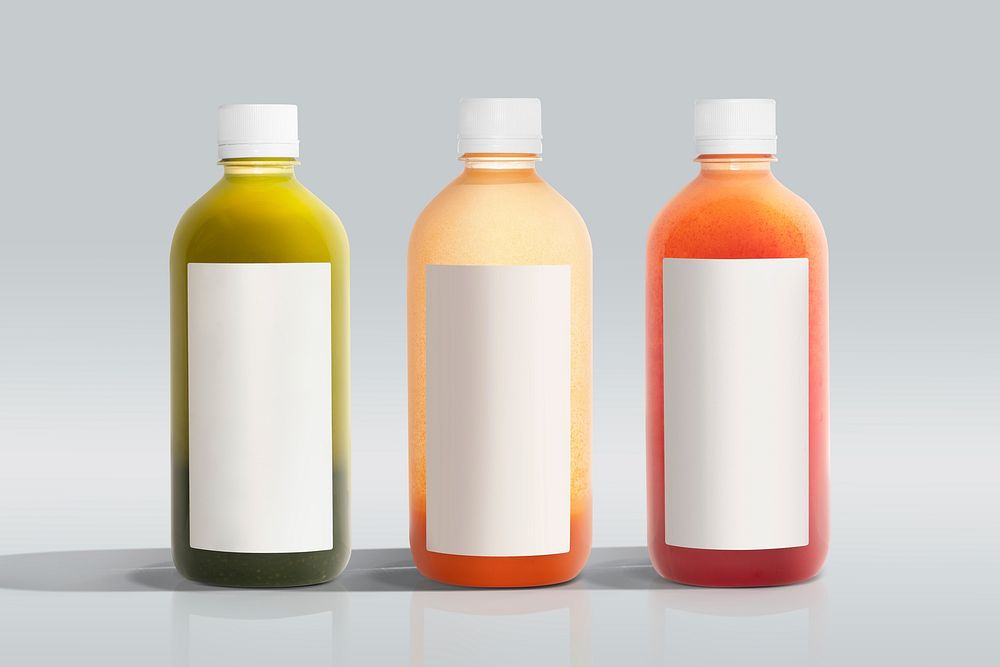 Minimal raw juice bottles, product packaging design