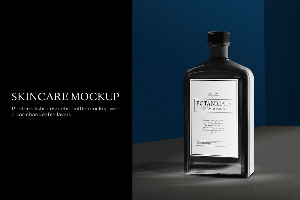 Glass bottle mockup, spa & beauty product packaging psd