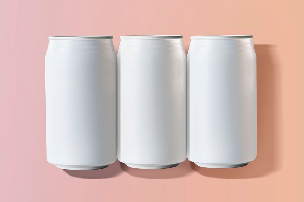 Blank soda cans, pink aesthetic design