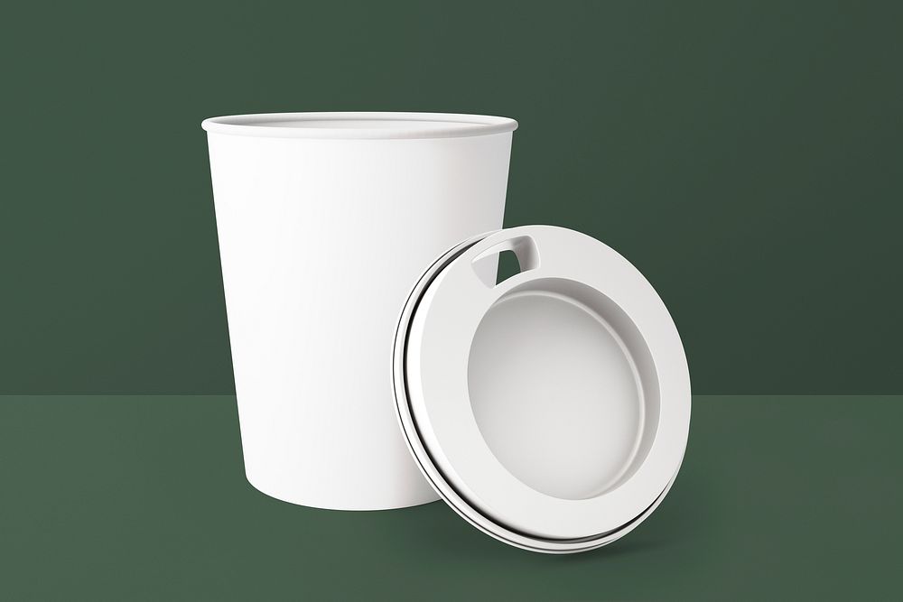 White coffee cup holder, eco beverage packaging with design space