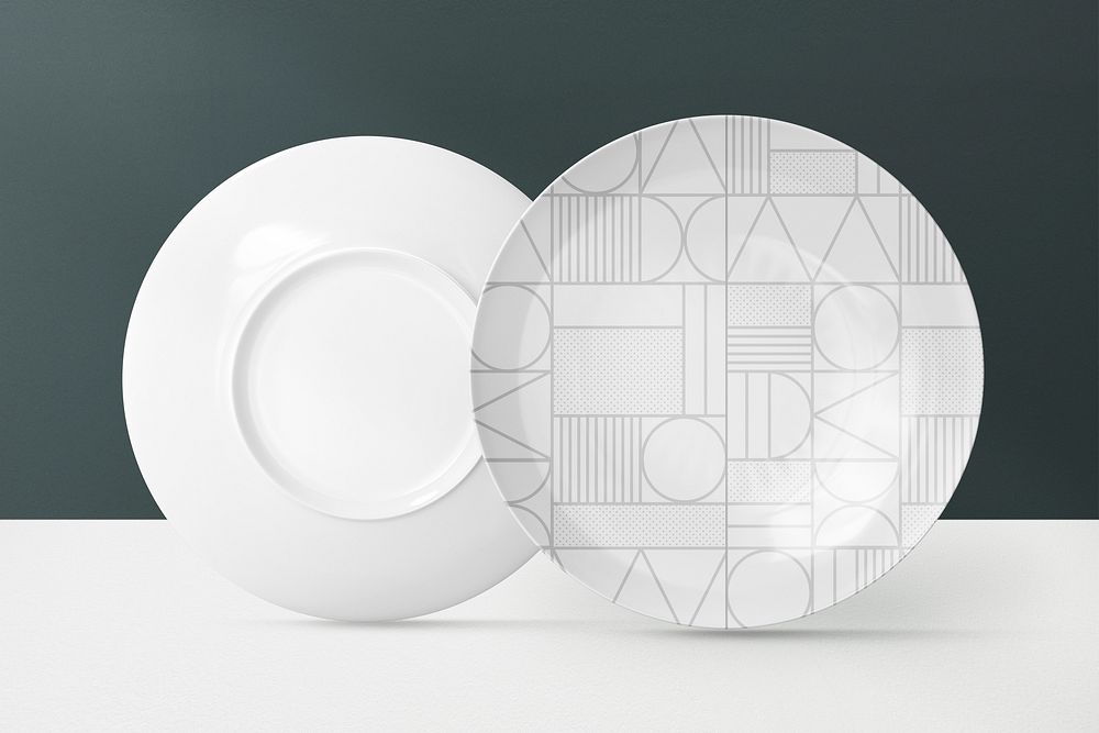 White porcelain plate, tableware, realistic object with design space