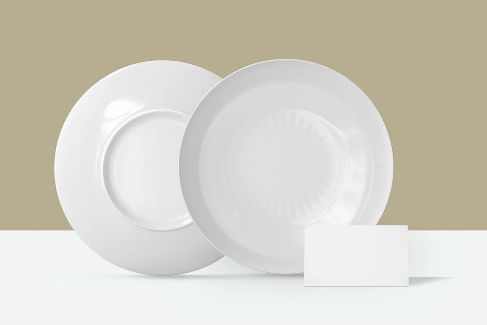 White porcelain plate, tableware, realistic object with design space