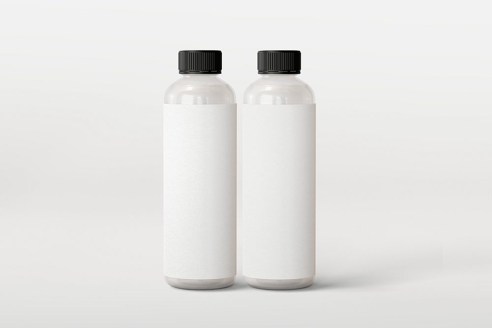 Water bottle label, beverage packaging with blank design space