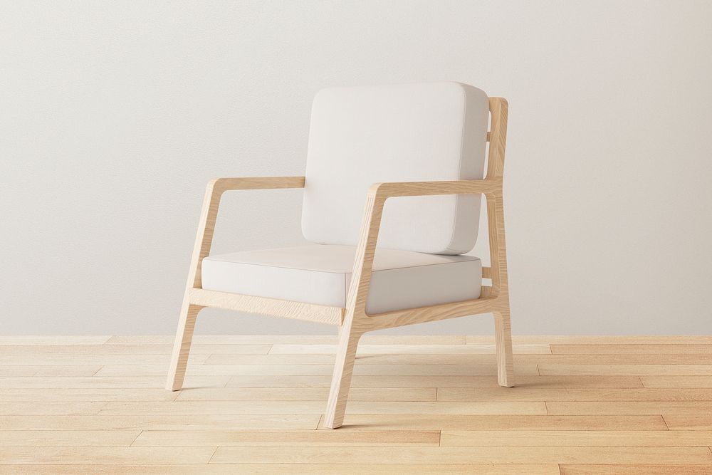 White wooden armchair, modern interior design