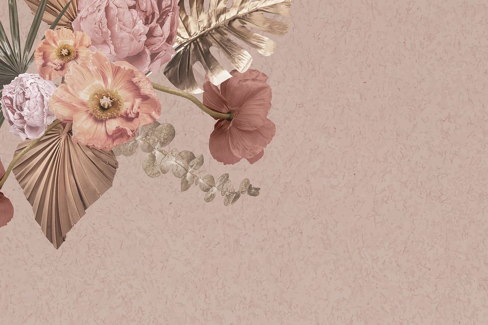 Vintage pink flower border background, aesthetic design vector