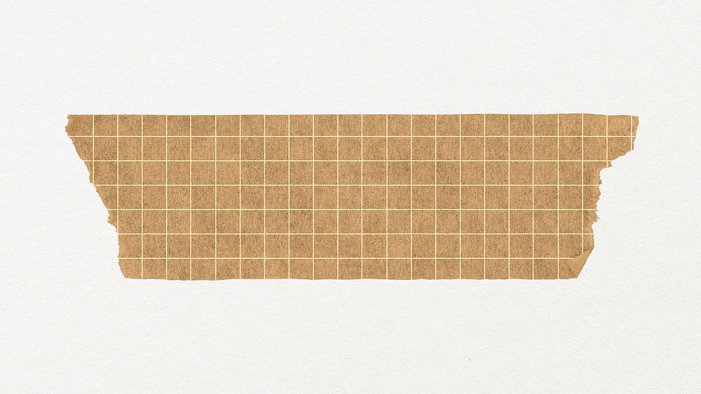 Grid washi tape sticker, brown stationery collage element psd