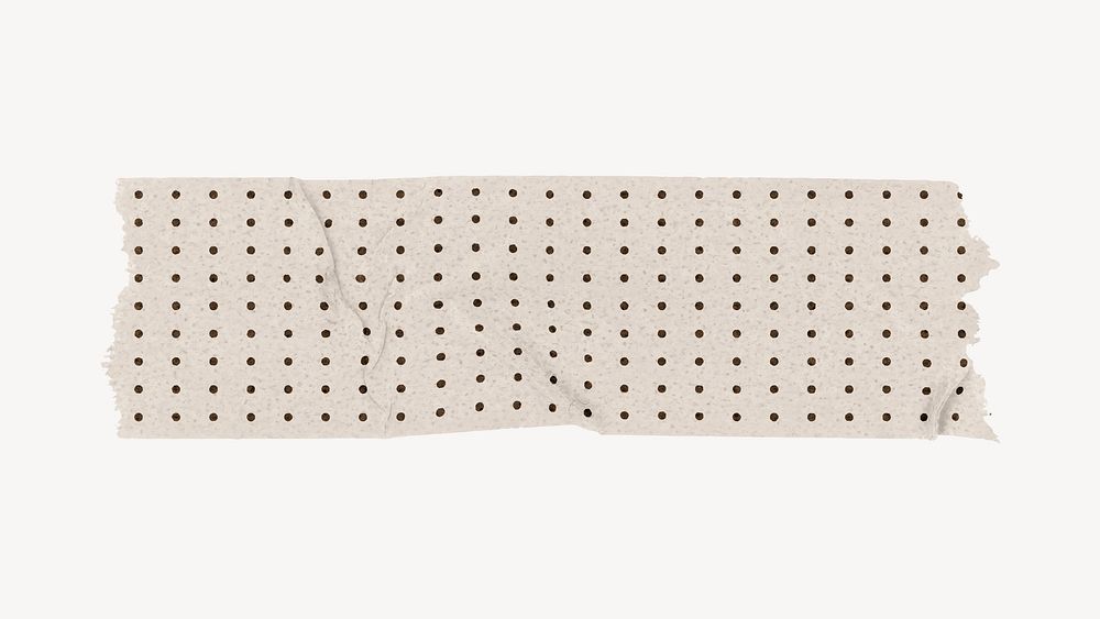Cute washi tape collage element, beige polka dot pattern design vector