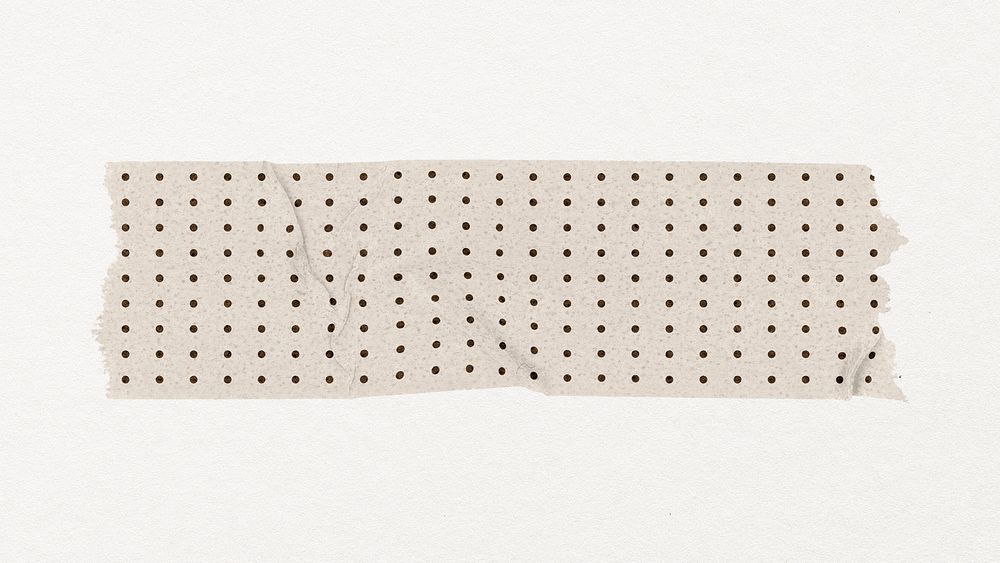 Cute washi tape collage element, beige polka dot pattern design psd