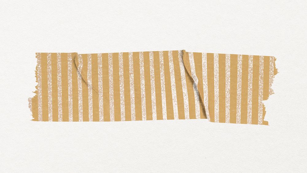 Pattern washi tape collage element, beige stripes design psd