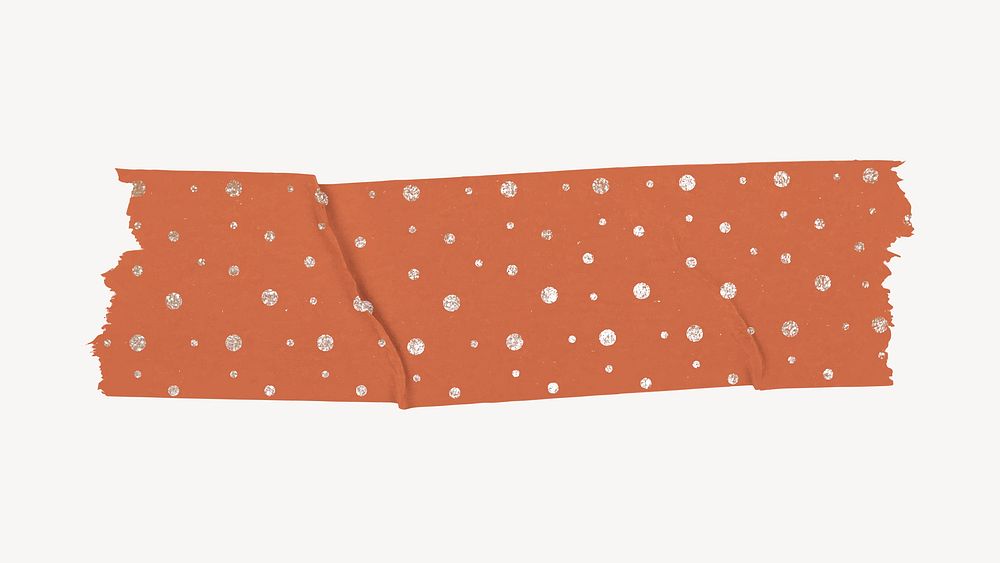 Polka dot washi tape clipart, brown pattern design vector