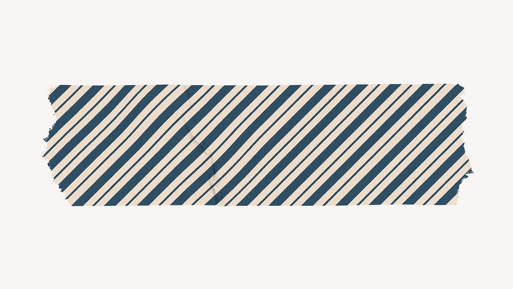 Pattern washi tape collage element, blue stripes design vector