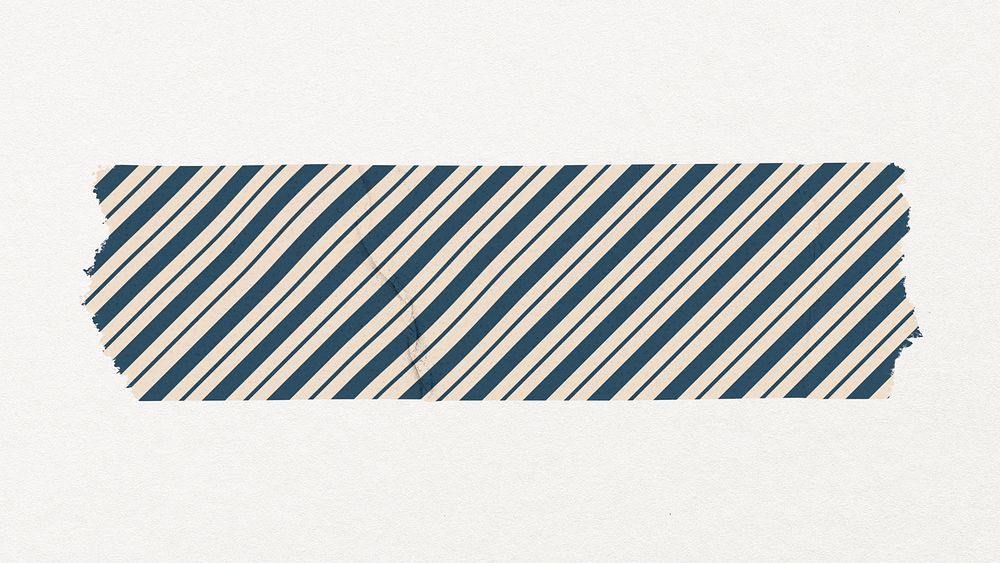 Pattern washi tape collage element, blue stripes design psd