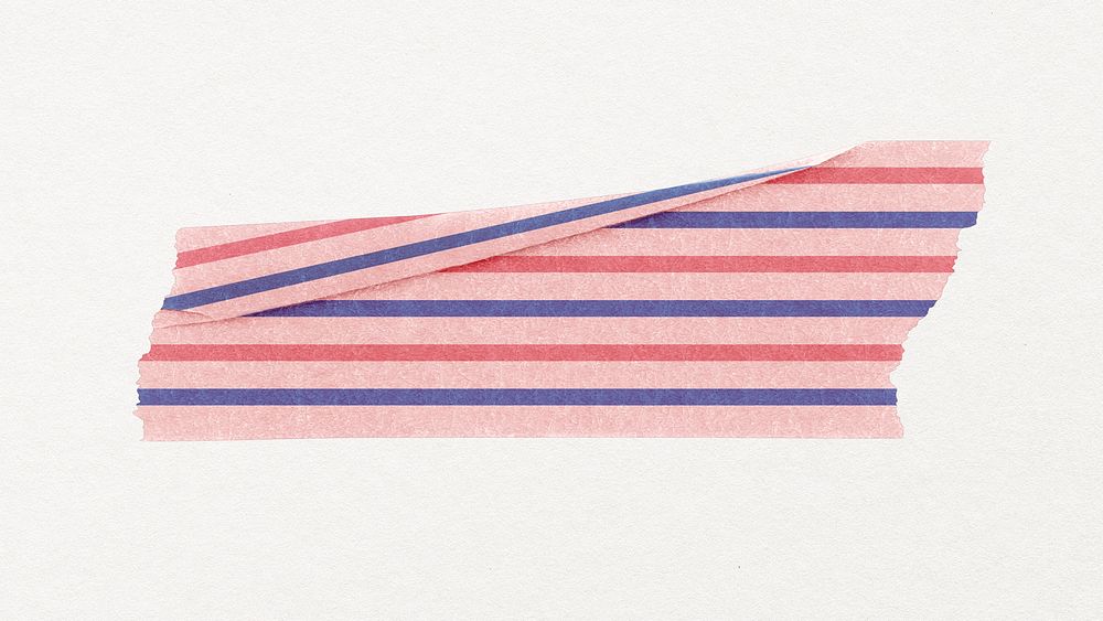 Pink washi tape sticker, striped pattern collage element psd
